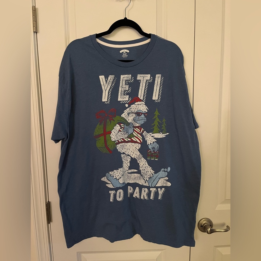 Holiday Time Men’s “Yeti To Party” T-Shirt Size 2XL (50-52) Never Worn N…